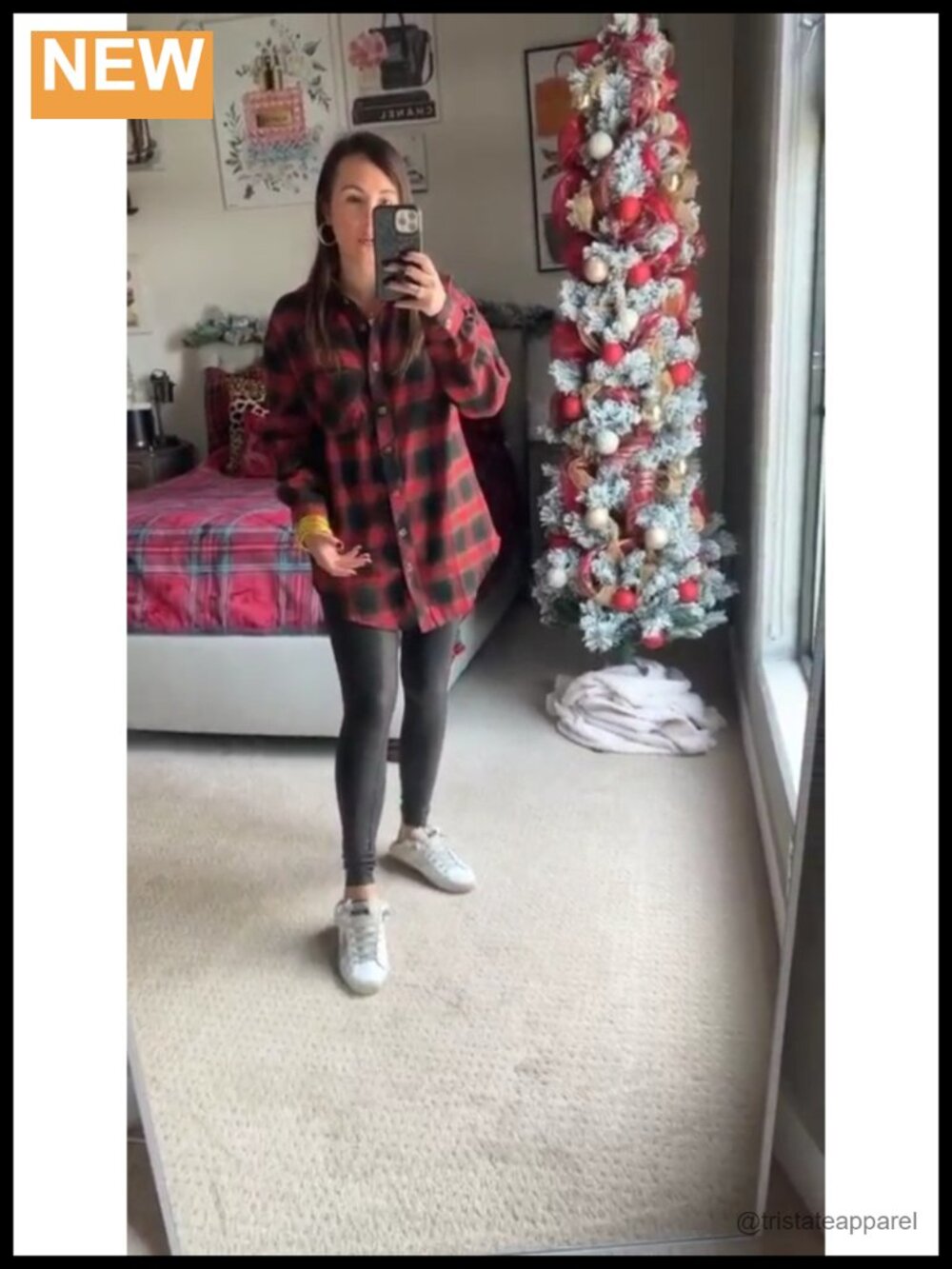 Women's Buffalo Plaid Flannel Button Down Long Sleeve Shirt - Picture 5 of 6